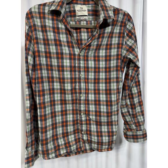 SCOTCH & SODA Men's Plaid Button Up Flannel Size Small - Picture 1 of 5